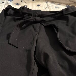 Black Tie-Waist Pants